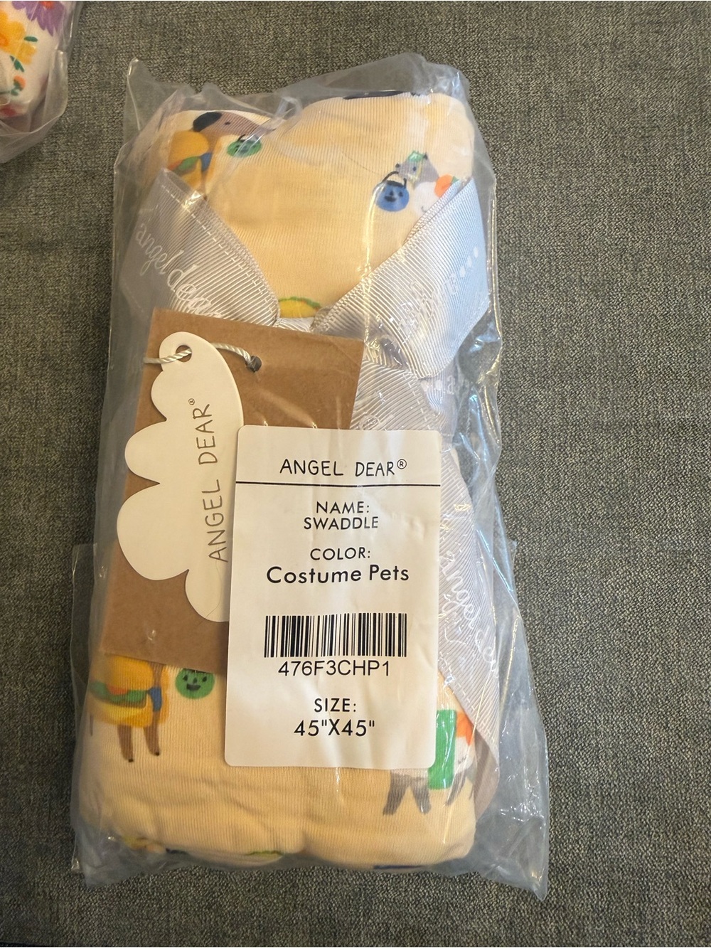 Angel Dear Costume Pets stretchy Bamboo Swaddle - Yellow with Multicolor Pets